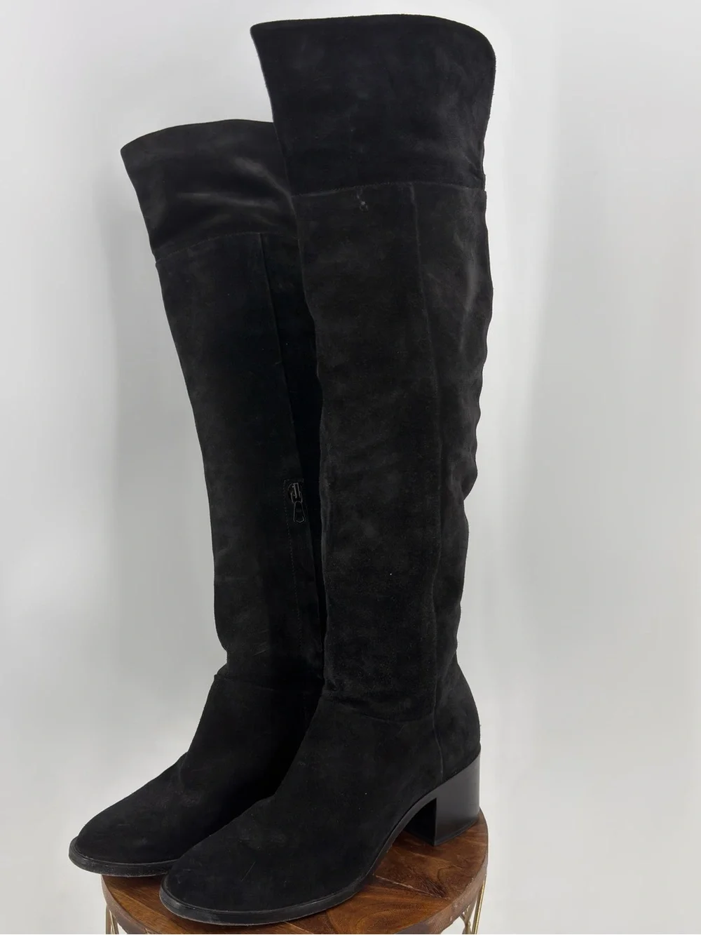 Rag & Bone Black Suede Over‎ the Knee Boots EU 39.5 Block Heel